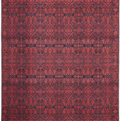 2' X 3' Red And Black Floral Power Loom Area Rug