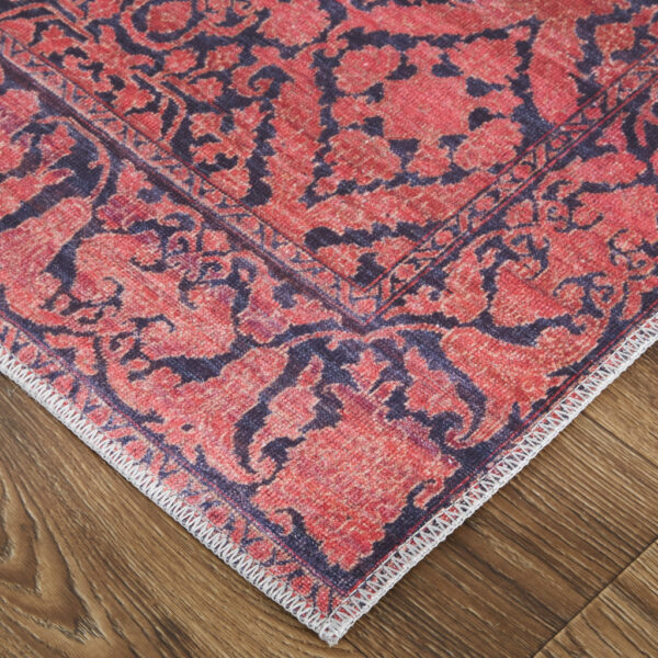2' X 3' Red And Black Floral Power Loom Area Rug