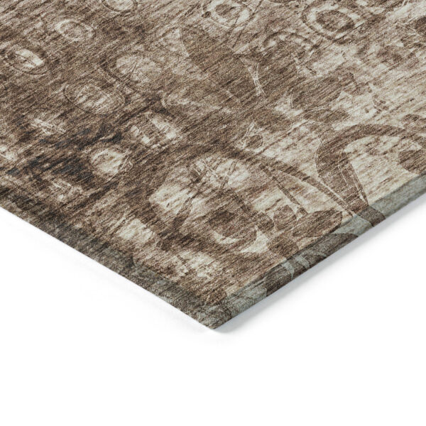 9' X 12' Chocolate Ikat Washable Indoor Outdoor Area Rug