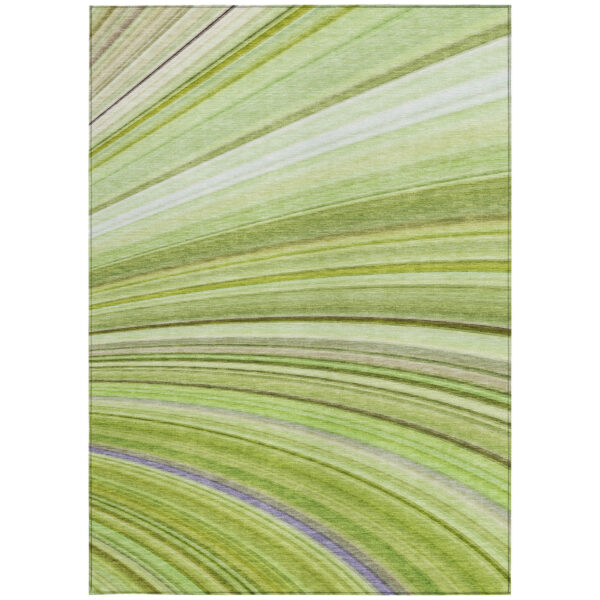 9' X 12' Artichoke Green And Olive Green Abstract Washable Indoor Outdoor Area Rug