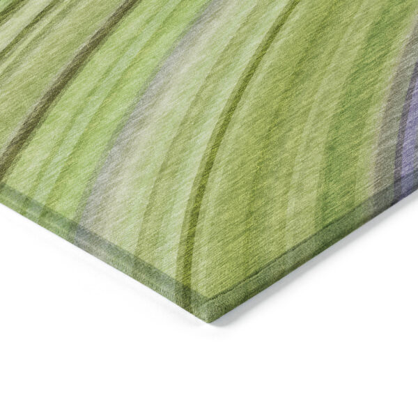 9' X 12' Artichoke Green And Olive Green Abstract Washable Indoor Outdoor Area Rug
