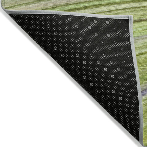 9' X 12' Artichoke Green And Olive Green Abstract Washable Indoor Outdoor Area Rug