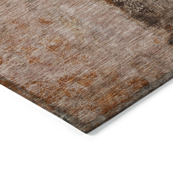 8' X 10' Orange Peach And Brown Abstract Washable Indoor Outdoor Area Rug