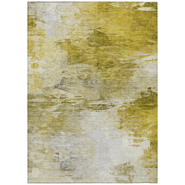 5' X 8' Gold Beige And Wheat Abstract Washable Indoor Outdoor Area Rug