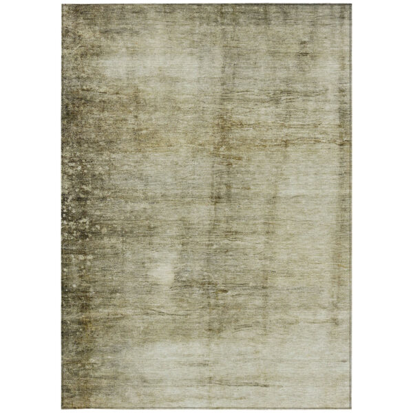 3' X 5' Taupe Beige And Chocolate Abstract Washable Indoor Outdoor Area Rug