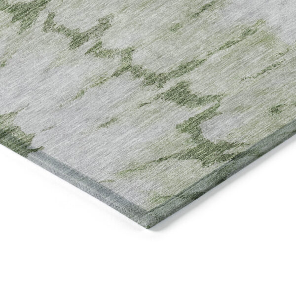 10' X 14' Artichoke Green And Olive Green Abstract Washable Indoor Outdoor Area Rug