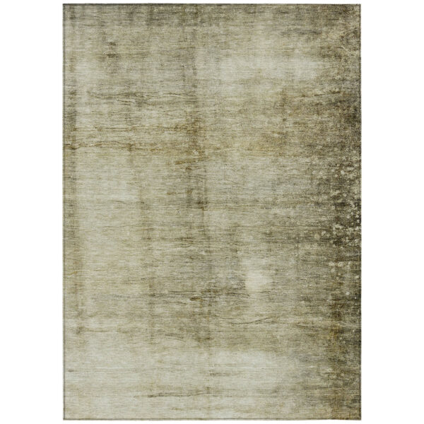 3' X 5' Taupe Beige And Chocolate Abstract Washable Indoor Outdoor Area Rug