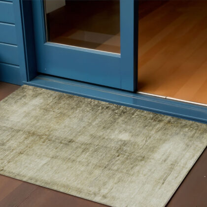 3' X 5' Taupe Beige And Chocolate Abstract Washable Indoor Outdoor Area Rug