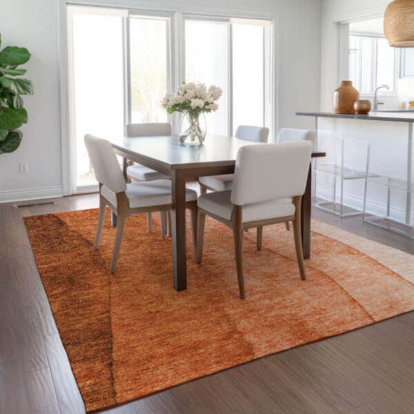 8' X 10' Orange And Copper Ombre Washable Indoor Outdoor Area Rug