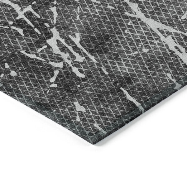 8' X 10' Charcoal Ivory And Gray Abstract Washable Indoor Outdoor Area Rug
