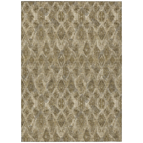 3' X 5' Brown Beige And Tan Geometric Washable Indoor Outdoor Area Rug