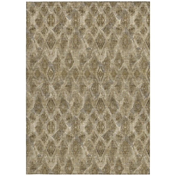 3' X 5' Brown Beige And Tan Geometric Washable Indoor Outdoor Area Rug