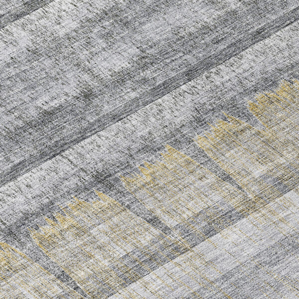 8' Gray Silver And Charcoal Round Striped Washable Indoor Outdoor Area Rug