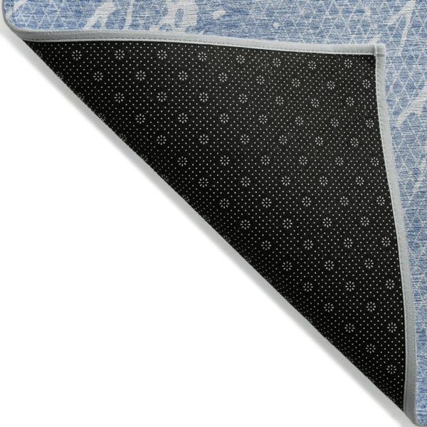 3' X 5' Blue And Ivory Abstract Washable Indoor Outdoor Area Rug