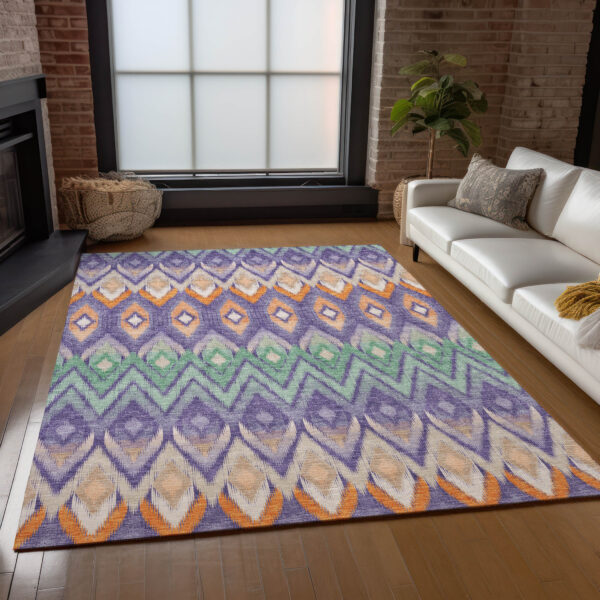 3' X 5' Purple Lilac And Orange Southwestern Washable Indoor Outdoor Area Rug