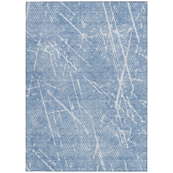 3' X 5' Blue And Ivory Abstract Washable Indoor Outdoor Area Rug