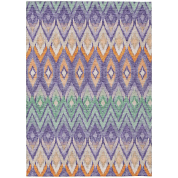 3' X 5' Purple Lilac And Orange Southwestern Washable Indoor Outdoor Area Rug