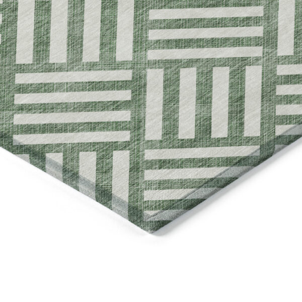 10' X 14' Green And Ivory Geometric Washable Indoor Outdoor Area Rug