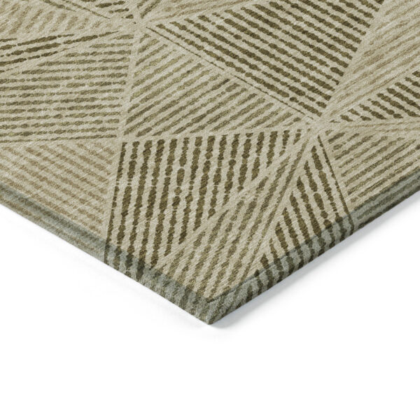 5' X 8' Khaki Brown And Beige Geometric Washable Indoor Outdoor Area Rug