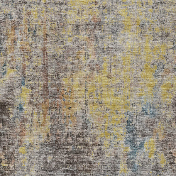 10' X 14' Brown And Gold Abstract Washable Indoor Outdoor Area Rug