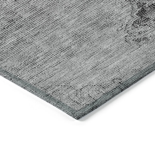 3' X 5' Gray Silver And Charcoal Oriental Washable Indoor Outdoor Area Rug