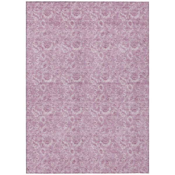 8' X 10' Blush Mauve And Pink Floral Washable Indoor Outdoor Area Rug