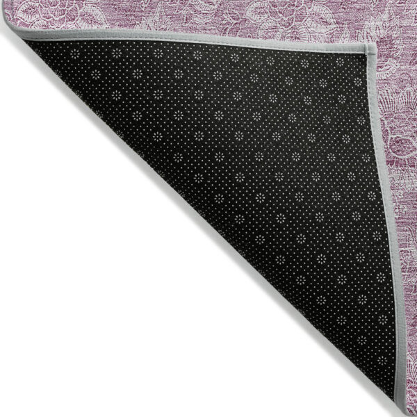 8' X 10' Blush Mauve And Pink Floral Washable Indoor Outdoor Area Rug