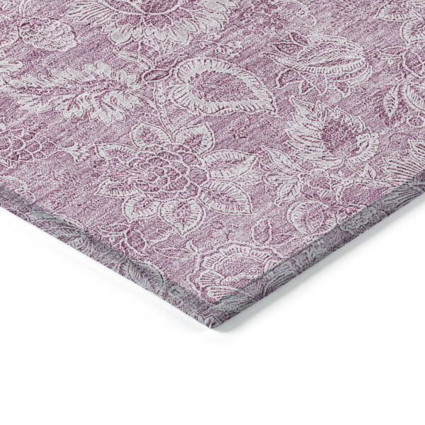 8' X 10' Blush Mauve And Pink Floral Washable Indoor Outdoor Area Rug