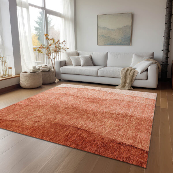 3' X 5' Red Copper And Terra Cotta Ombre Washable Indoor Outdoor Area Rug
