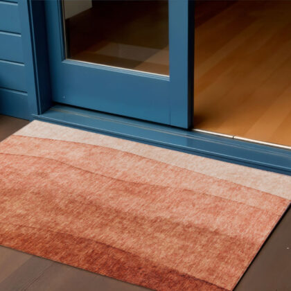 3' X 5' Red Copper And Terra Cotta Ombre Washable Indoor Outdoor Area Rug
