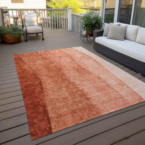 3' X 5' Red Copper And Terra Cotta Ombre Washable Indoor Outdoor Area Rug