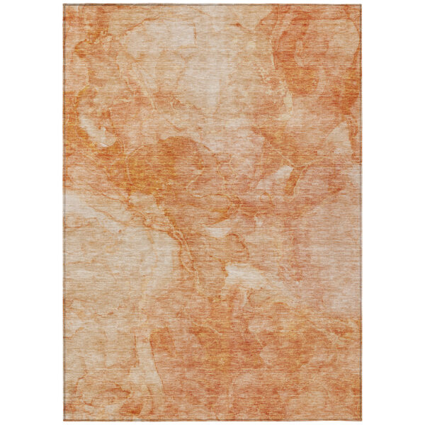 10' X 14' Salmon Peach And Ivory Nautical Washable Indoor Outdoor Area Rug