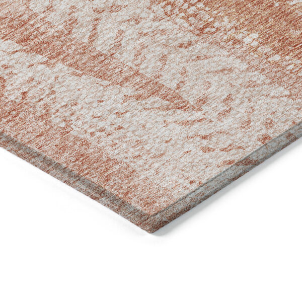 5' X 8' Orange And Salmon Botanical Leaves Washable Indoor Outdoor Area Rug