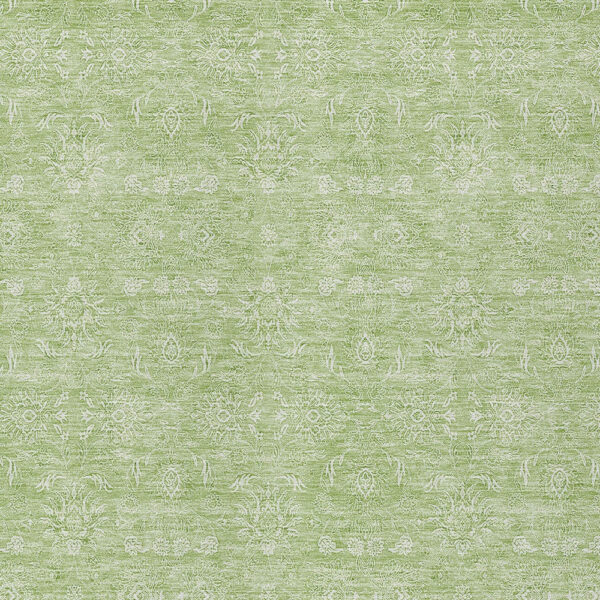 5' X 8' Artichoke Green Mint Green And Ivory Floral Washable Indoor Outdoor Area Rug