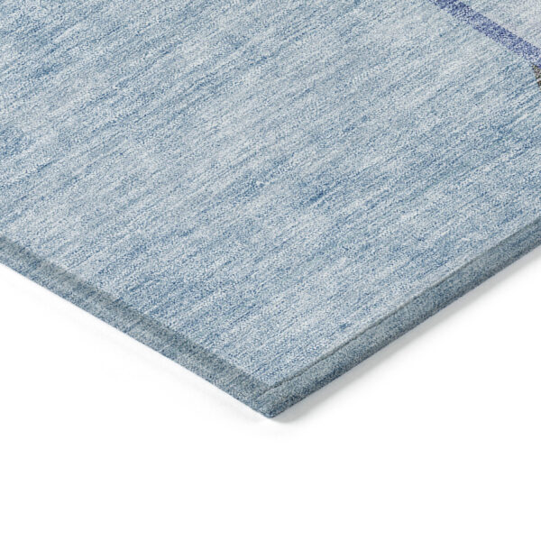 8' X 10' Sky Blue And Denim Blue Abstract Washable Indoor Outdoor Area Rug