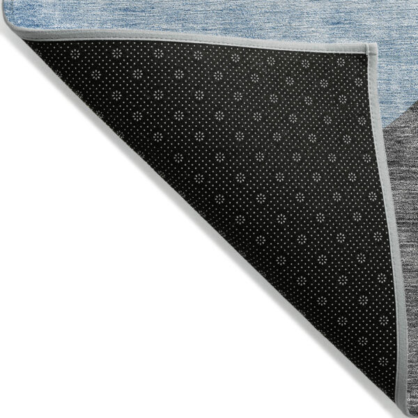 8' X 10' Sky Blue And Denim Blue Abstract Washable Indoor Outdoor Area Rug
