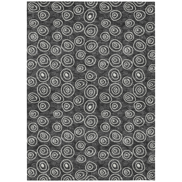 10' X 14' Black Gray And Ivory Geometric Washable Indoor Outdoor Area Rug