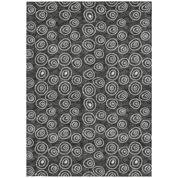 10' X 14' Black Gray And Ivory Geometric Washable Indoor Outdoor Area Rug