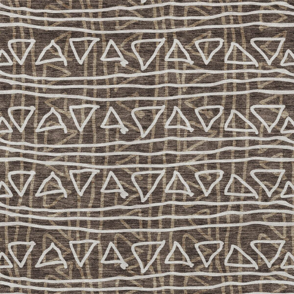 8' X 10' Chocolate And Ivory Geometric Washable Indoor Outdoor Area Rug
