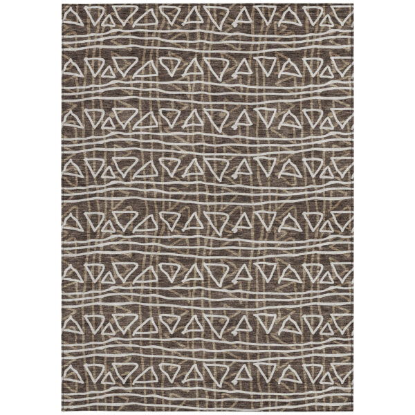 8' X 10' Chocolate And Ivory Geometric Washable Indoor Outdoor Area Rug