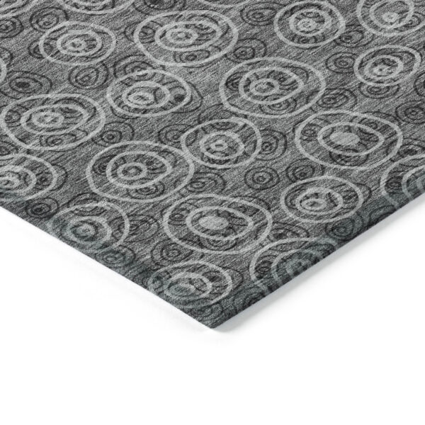 5' X 8' Gray Charcoal And Silver Geometric Washable Indoor Outdoor Area Rug