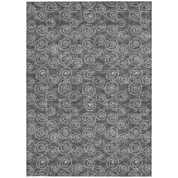 5' X 8' Gray Charcoal And Silver Geometric Washable Indoor Outdoor Area Rug