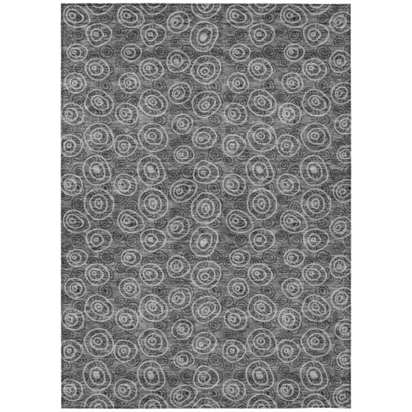 5' X 8' Gray Charcoal And Silver Geometric Washable Indoor Outdoor Area Rug