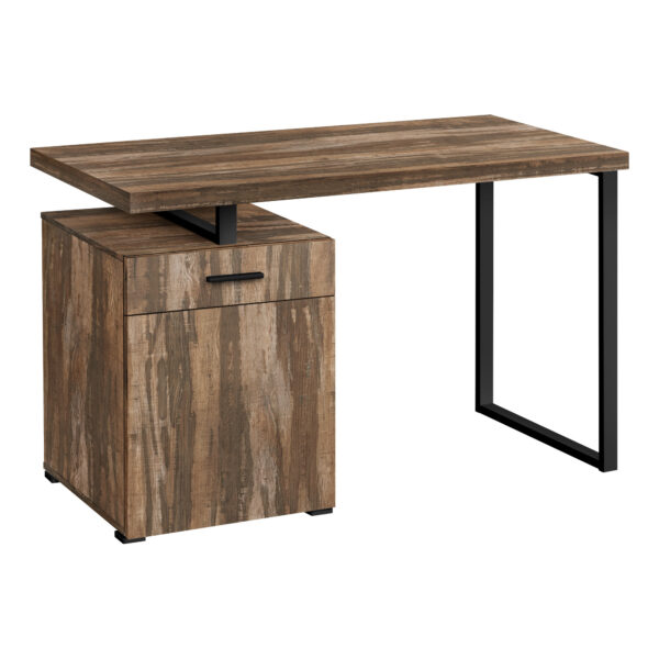 47" Brown and Black Wood and Metal Computer Desk