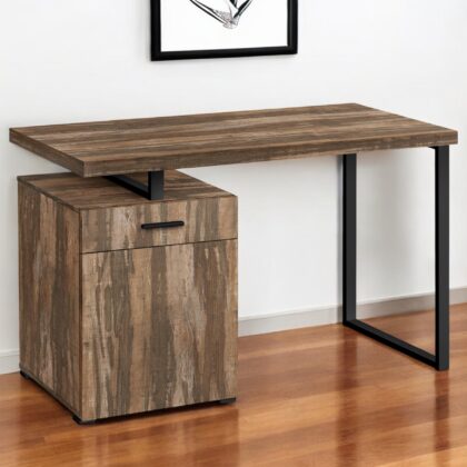 47" Brown and Black Wood and Metal Computer Desk