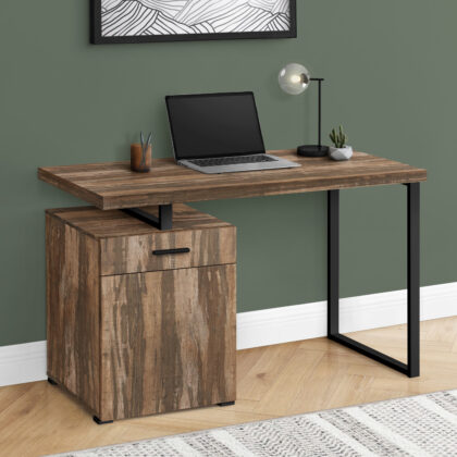 47" Brown and Black Wood and Metal Computer Desk