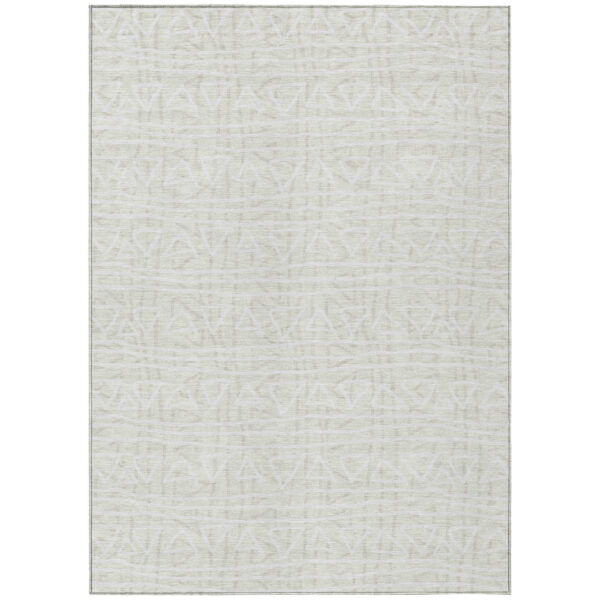 9' X 12' Ivory And Beige Geometric Washable Indoor Outdoor Area Rug