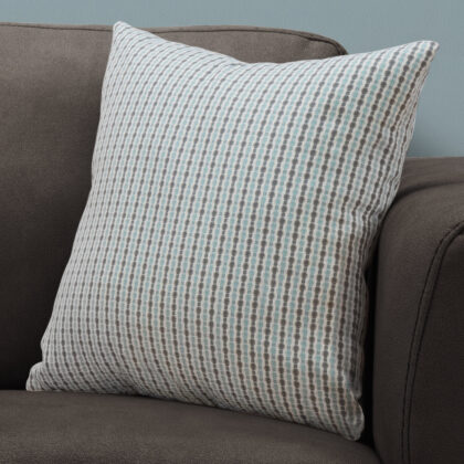 18" X 18" Blue and Gray Polyester Striped Zippered Pillow