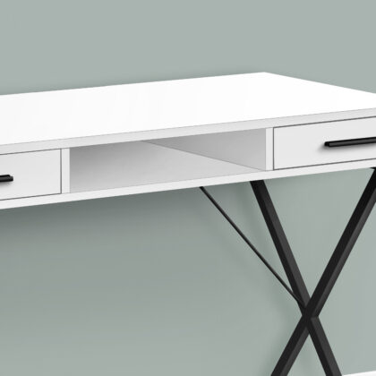 42" White and Black Computer Desk With Two Drawers
