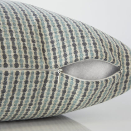 18" X 18" Blue and Gray Polyester Striped Zippered Pillow
